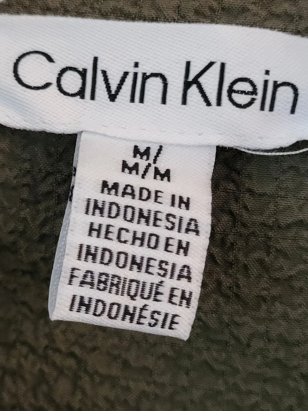 Calvin Klein Women's Olive Cuffed Short Sleeve Button-Down Camp Shirt - Size M